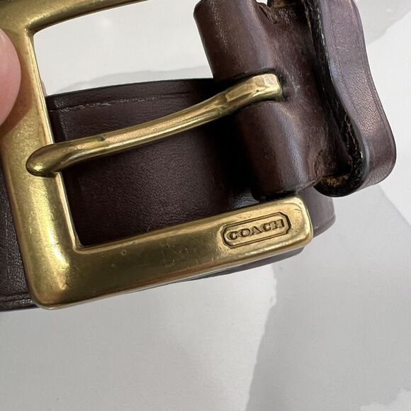 COACH 3896 Mens Leather Belt Brass Buckle Brown Leather 30” - Picture 2 of 5